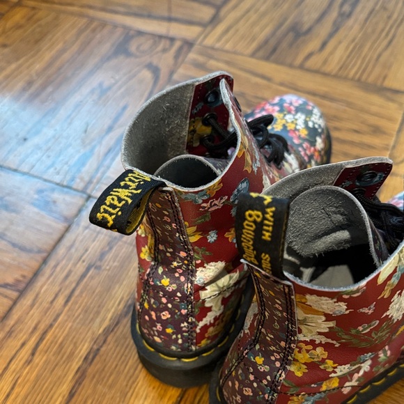 Dr. Martens Red Floral Combat Boots - Picture 3 of 3